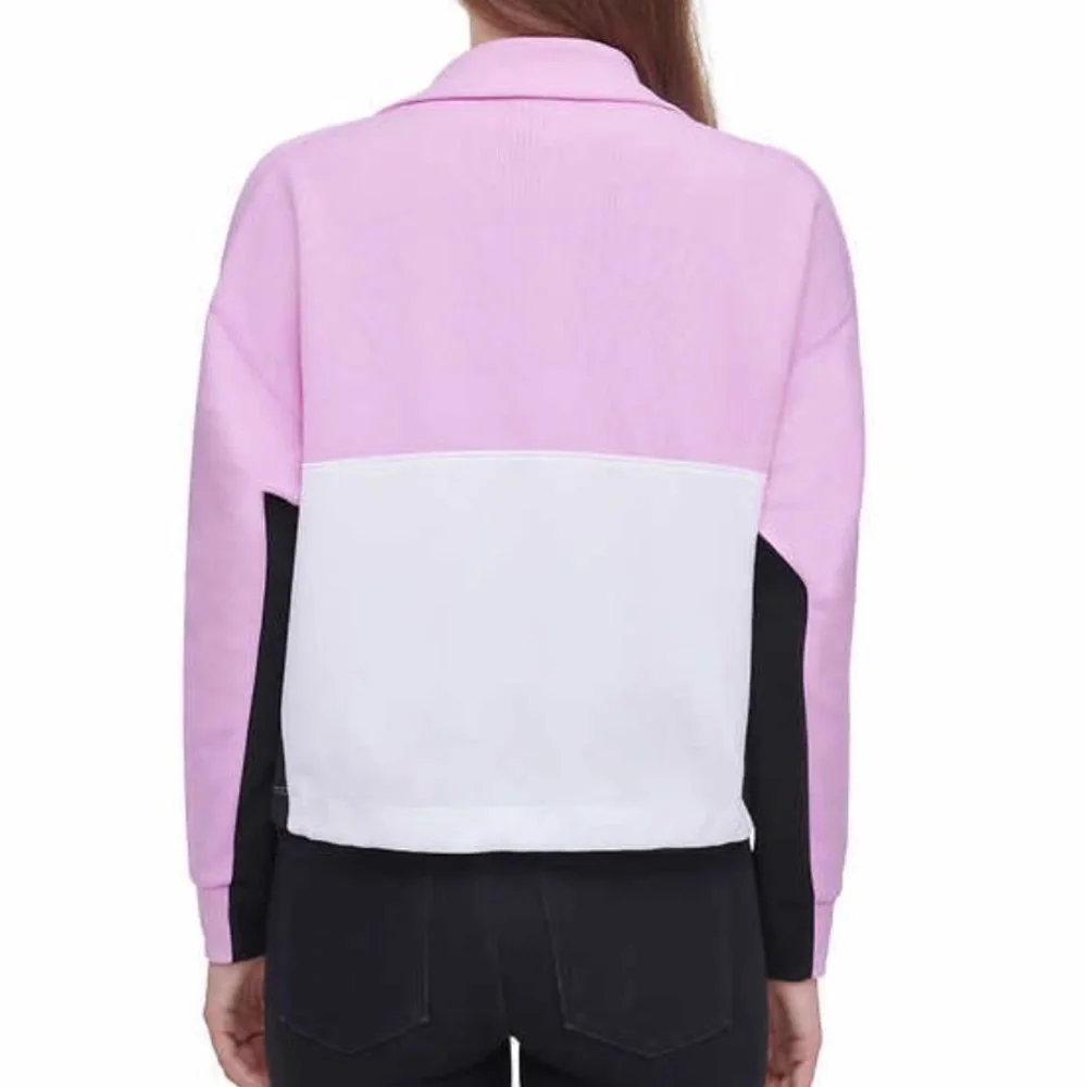 DKNY • Sport Pink/White Colorblock Half-Zip Pullover Sweatshirt, S - Picture 3 of 16
